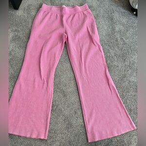 Pink Ribbed Flare Pants
